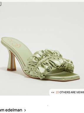 Sam Edelman Satin Ruched Slide Heels in Mint